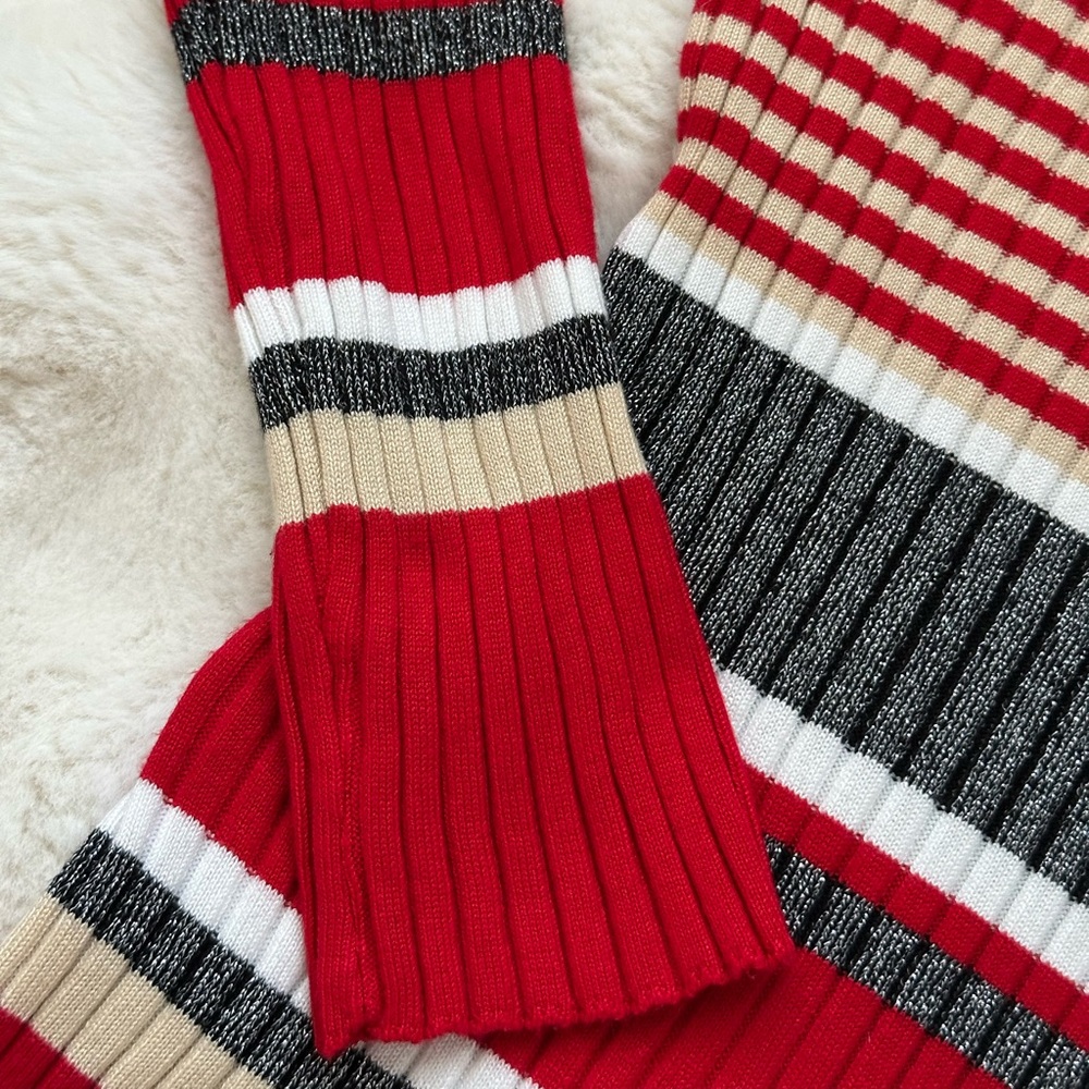 No Boundaries Juniors Lurex Striped Mock Neck Dress-L (11-13)🚩 Fits Adult M - Picture 7 of 15